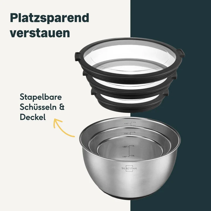 B-Ware SILBERTHAL Salatschüssel Schüssel Set Edelstahl Servierschüssel stapelbar250