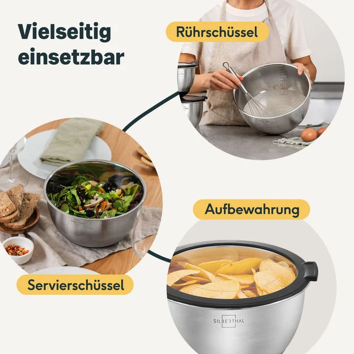 B-Ware SILBERTHAL Salatschüssel Schüssel Set Edelstahl Servierschüssel stapelbar250