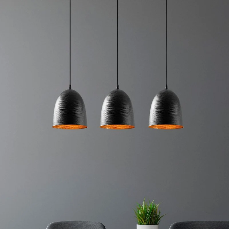B-Ware Opviq Hängeleuchte Pendelleuchte Tattoo 6173 schwarz Metall dreiflammig linear