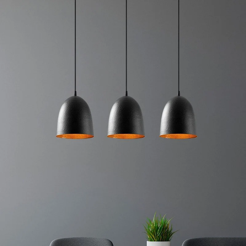 B-Ware Opviq Hängeleuchte Pendelleuchte Tattoo 6173 schwarz Metall dreiflammig linear