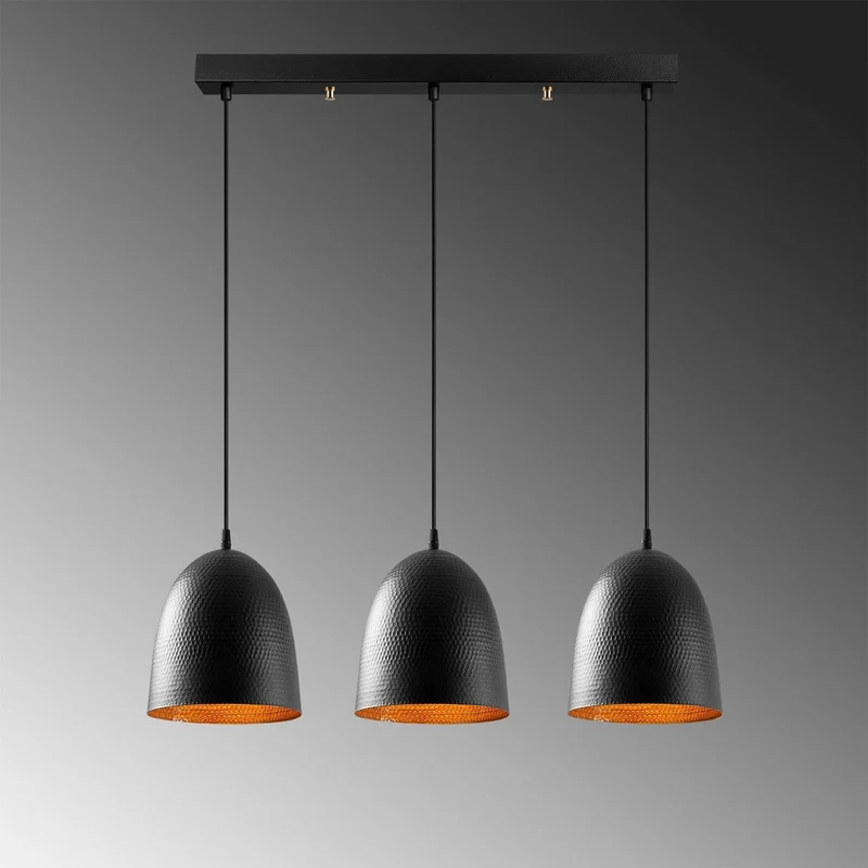 B-Ware Opviq Hängeleuchte Pendelleuchte Tattoo 6173 schwarz Metall dreiflammig linear