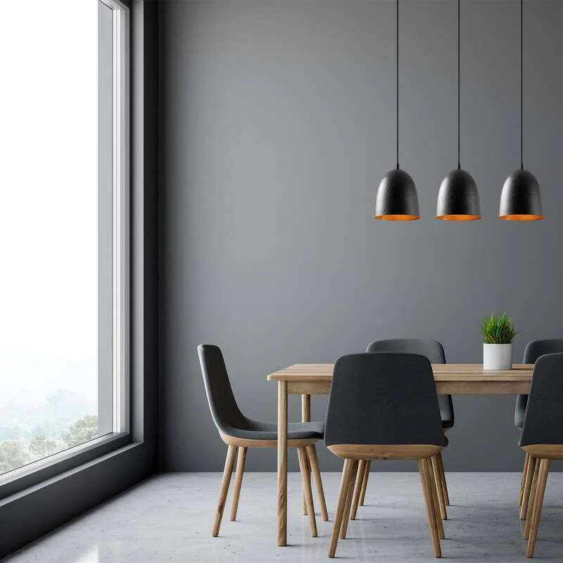 B-Ware Opviq Hängeleuchte Pendelleuchte Tattoo 6173 schwarz Metall dreiflammig linear