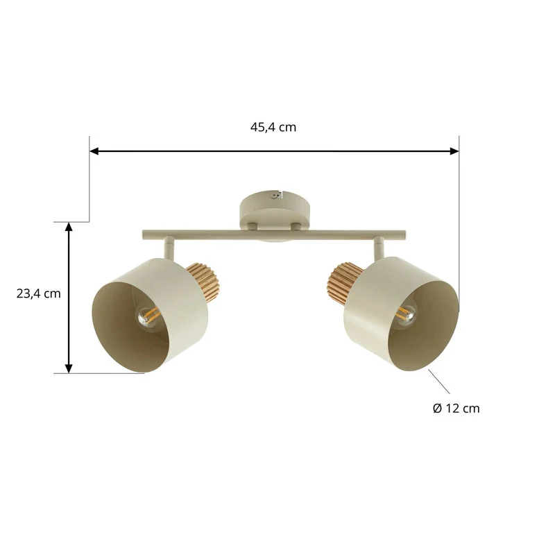 B-Ware Lindby Deckenstrahler Lenja LED Strahler dimmbar 2-flammig beige Metall 45,4cm