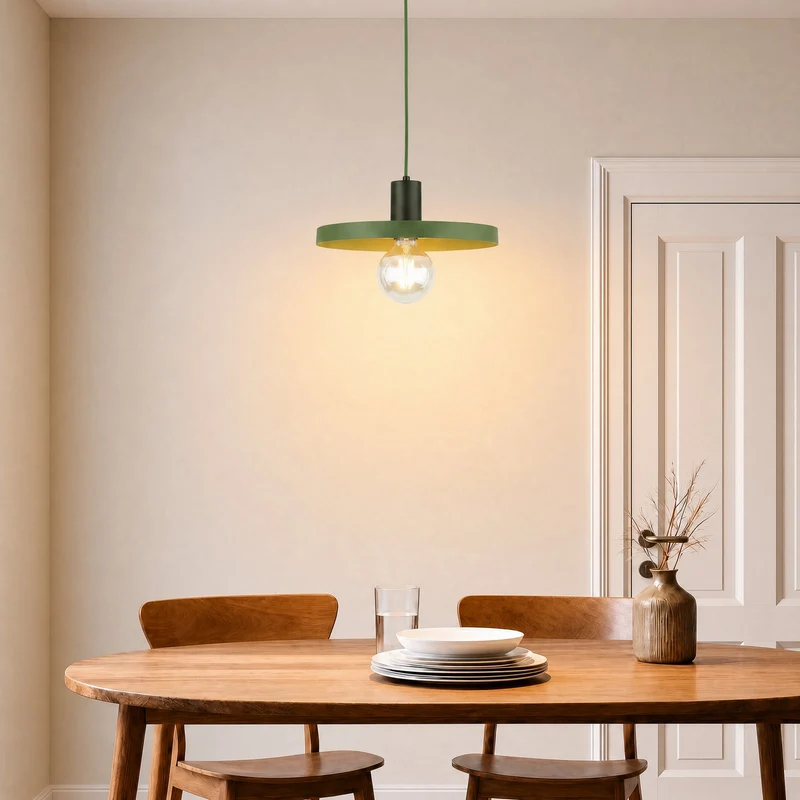 B-Ware Sila Pendelleuchte Hängelampe grün Metall Kunststoff Wohnzimmer Esszimmer Mod568