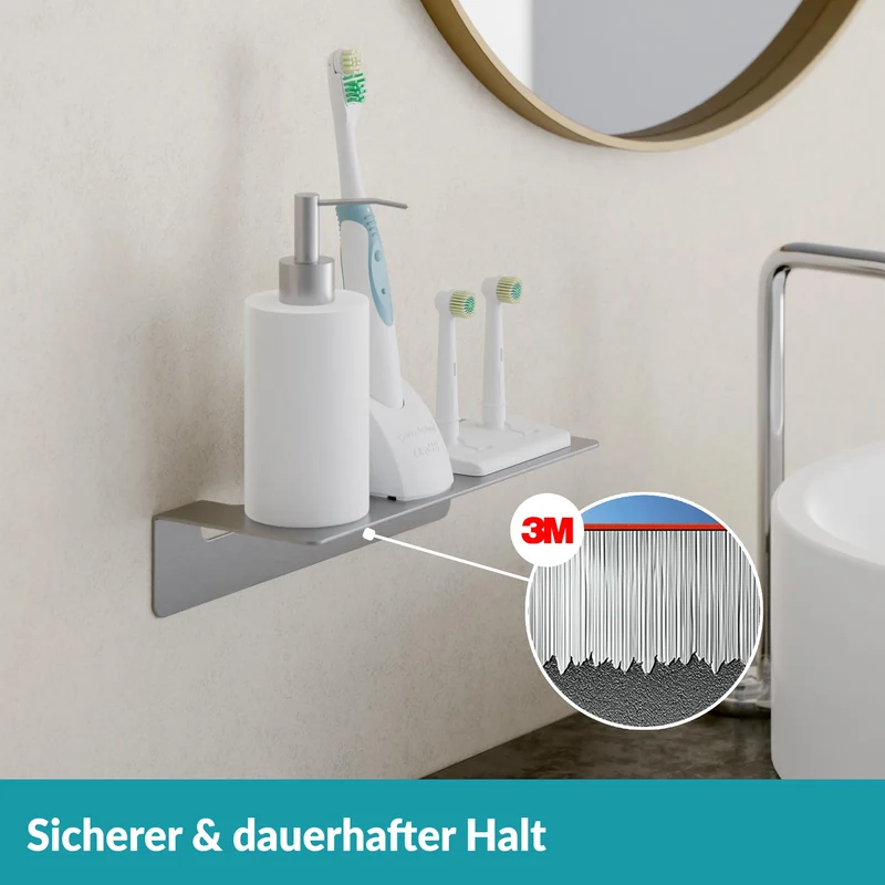 B-Ware WEISSENSTEIN Badablage Ablage groß Wandmontage matt silber selbstklebend849