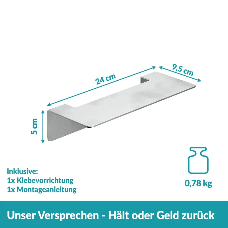 B-Ware WEISSENSTEIN Badablage Ablage groß Wandmontage matt silber selbstklebend849