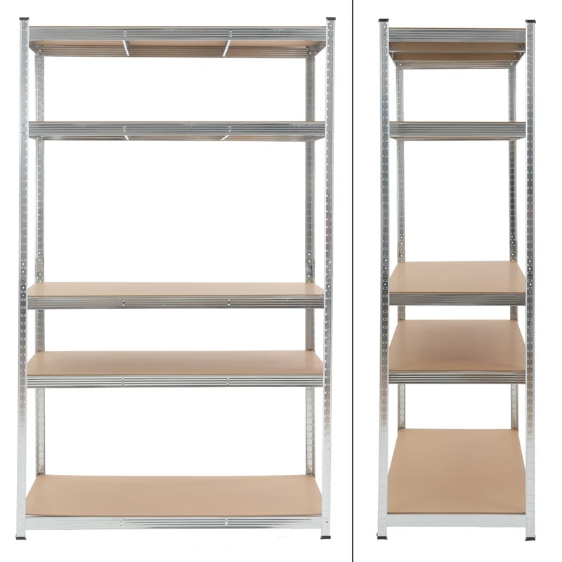 B-Ware Werkstattregal 200x120x50 cm silber aus MDF Holzfaserplatte und Metall belastbar bis 875 kg