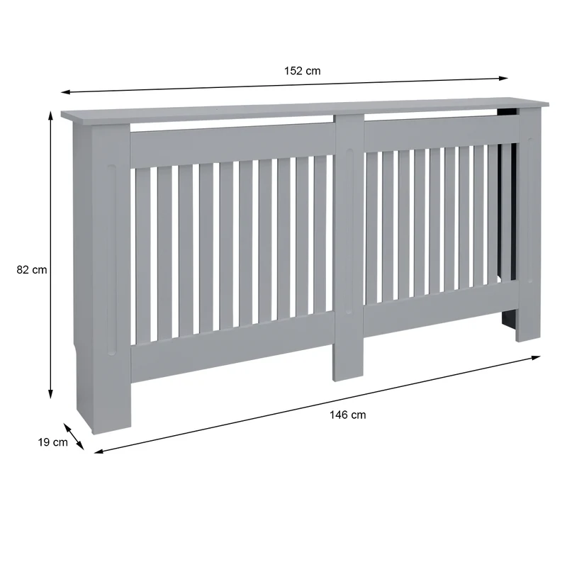 B-Ware Heizkörperverkleidung 152x19x82 cm Landhaus Grau aus MDF ML-Design