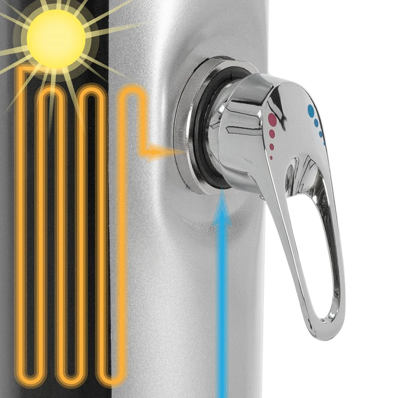 Solardusche 20L mit Fußdusche und Regenduschkopf 210 cm Silber/Schwarz ML-Design
