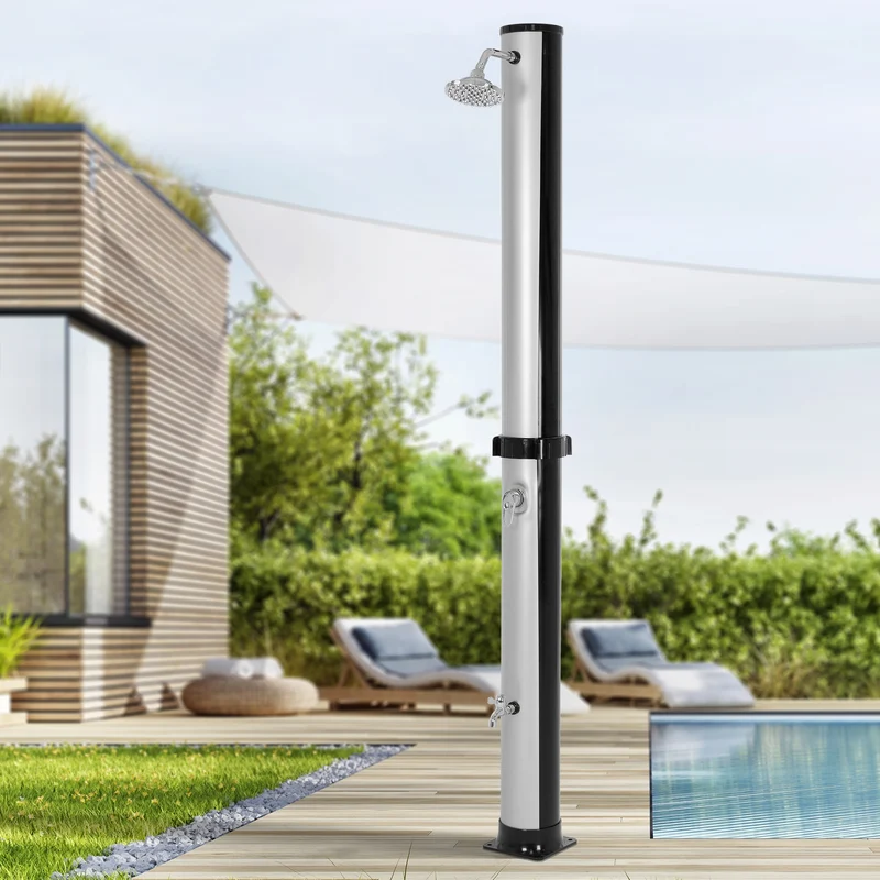 Solardusche 35L mit Fußdusche und Regenduschkopf 217,5 cm Silber/Schwarz ML-Design