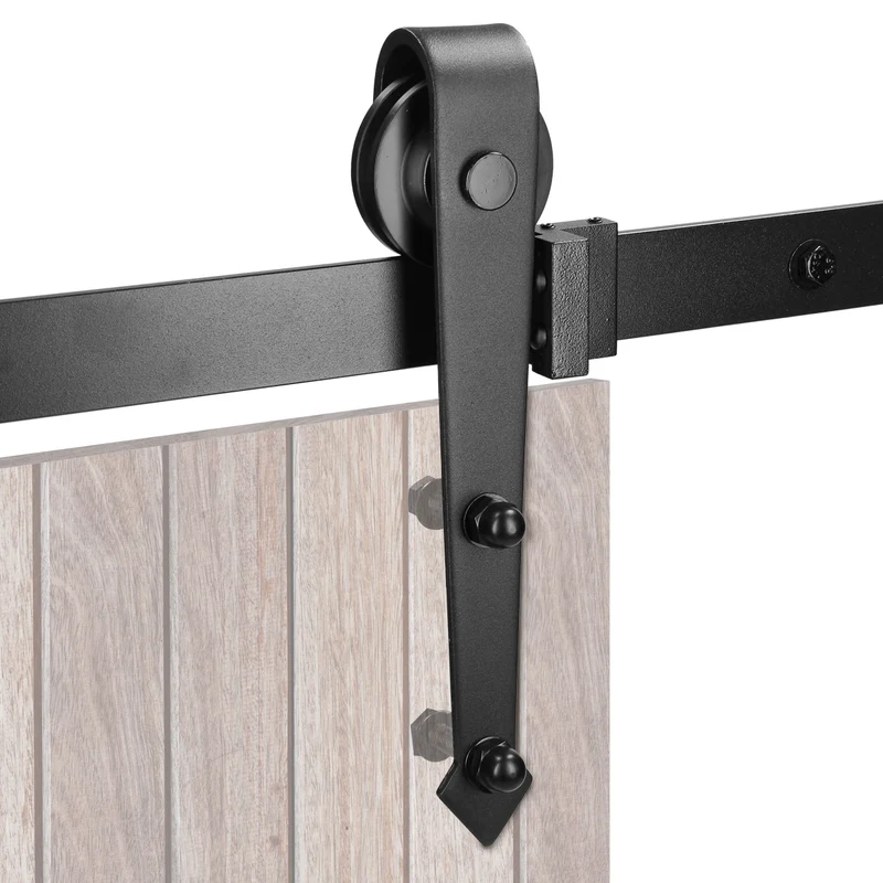 B-Ware Schiebetürbeschlag 244 cm Schwarz aus Kohlenstoffstahl