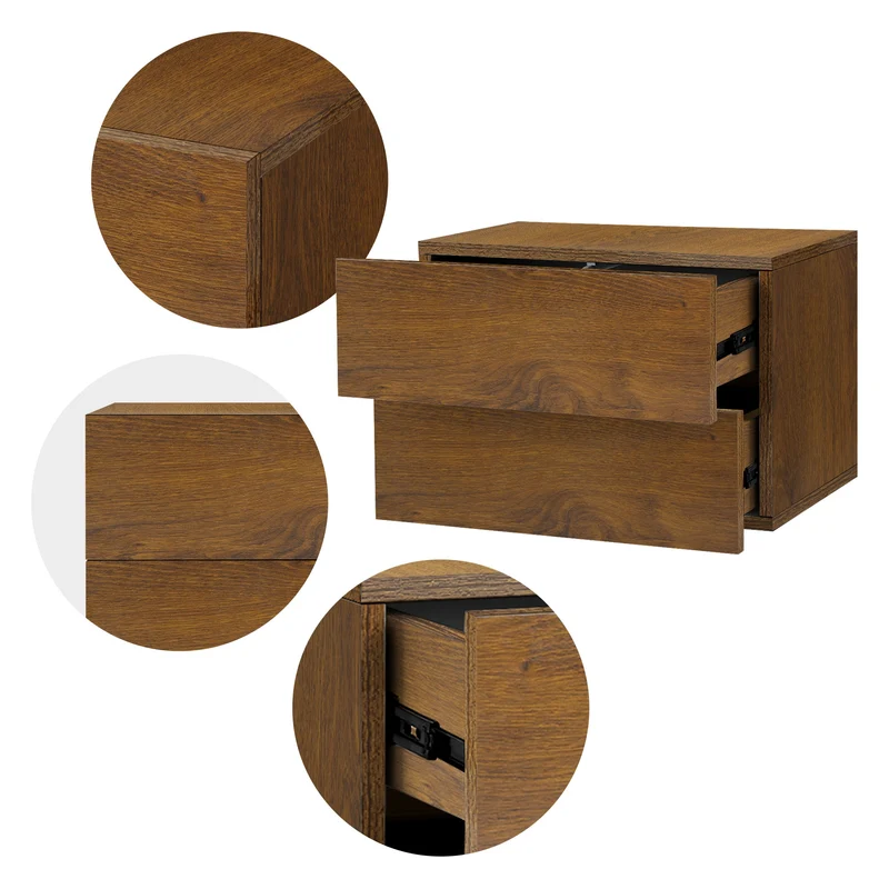 Nachttisch mit zwei Schubladen 42x29x30 cm Walnuss ML-Design
