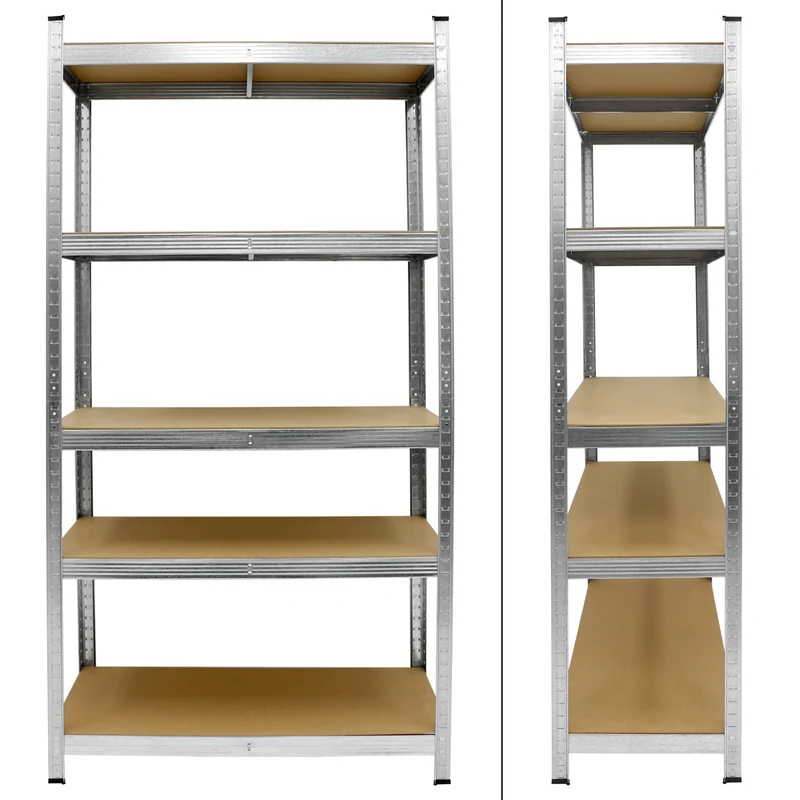 Werkstattregal 4er Set 180x90x40 cm Silber aus Metall und MDF belastbar bis 750 kg