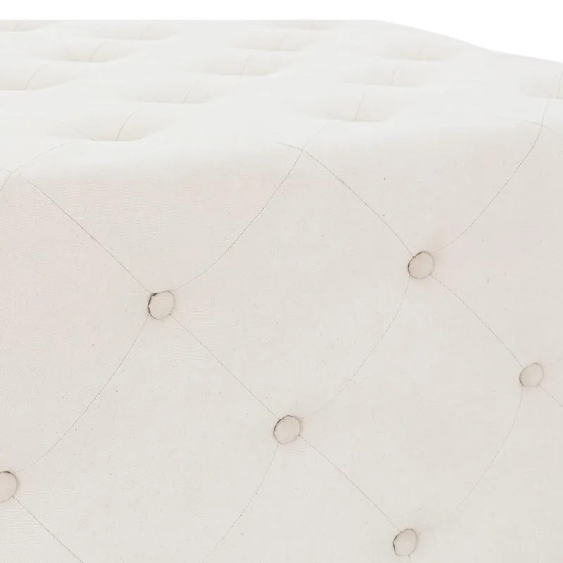 Sitzhocker XXL 90x45x90 cm Creme aus Leinen mit Metallfüße WOMO-Design
