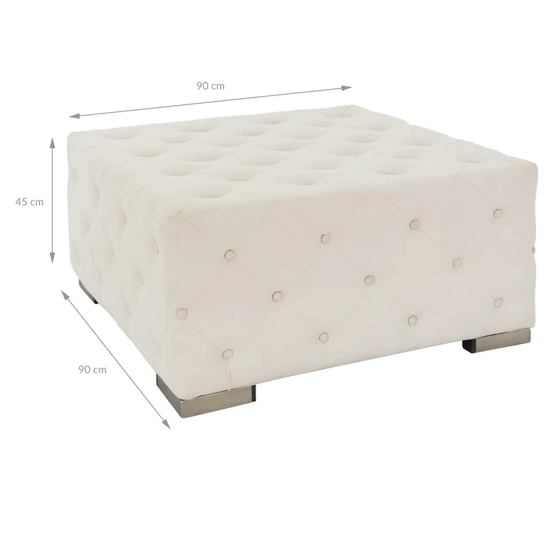 Sitzhocker XXL 90x45x90 cm Creme aus Leinen mit Metallfüße WOMO-Design