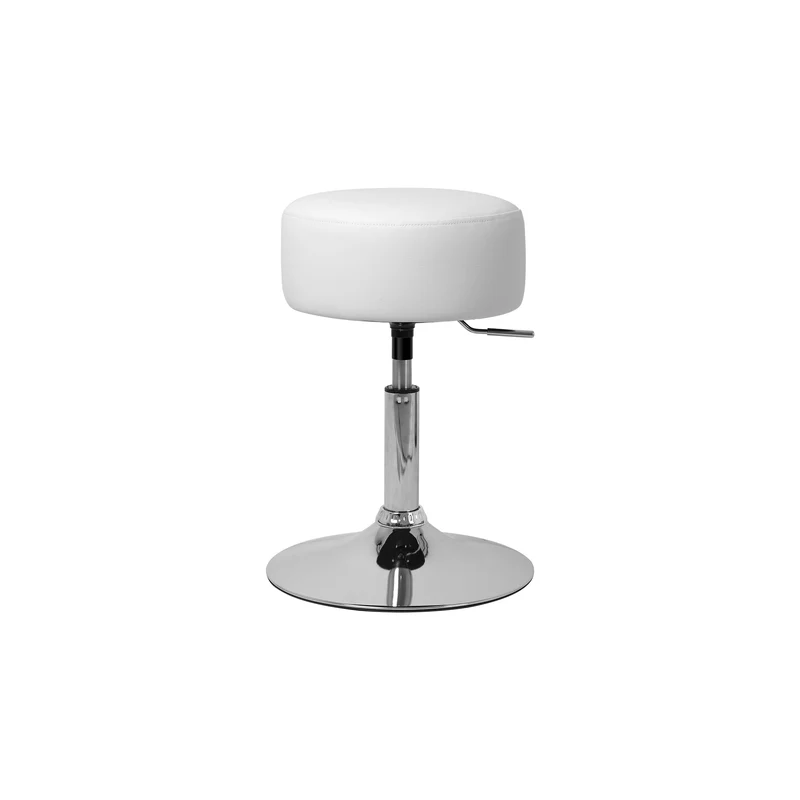 2er Set Sitzhocker Ø 33 cm Weiß aus verchromter Stahl ML-Design