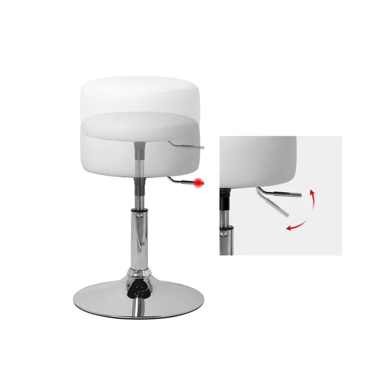 2er Set Sitzhocker Ø 33 cm Weiß aus verchromter Stahl ML-Design