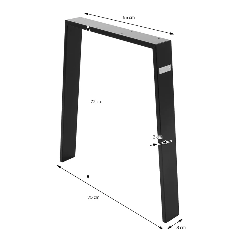 B-Ware Tischbeine 2er Set 75x72 cm Schwarz matt aus Stahl ML-Design