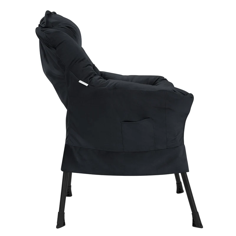 ML-DESIGN | Sessel mit Kopfkissen Seitentasche, B-Ware, aus Stoff & Stahl Schwarz Relaxsessel Wohnzimmer Lesesessel Fernsehsessel Loungesessel