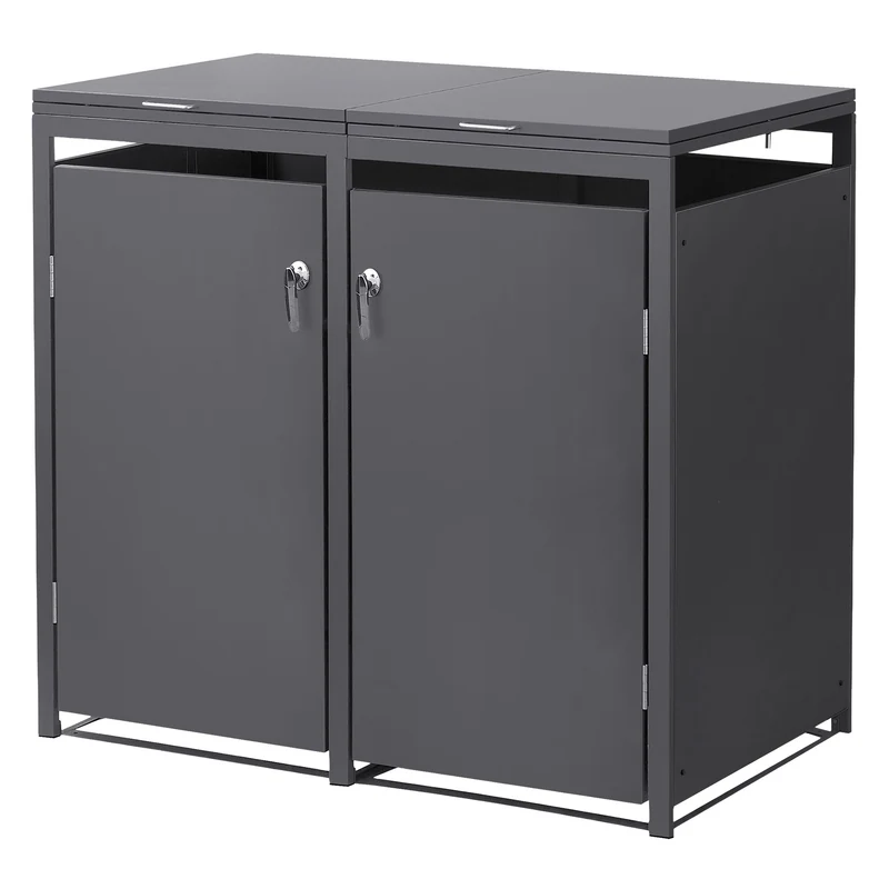 Mülltonnenbox 2er bis 240L 132x80x120 cm aus Stahl in Anthrazit ML-Design
