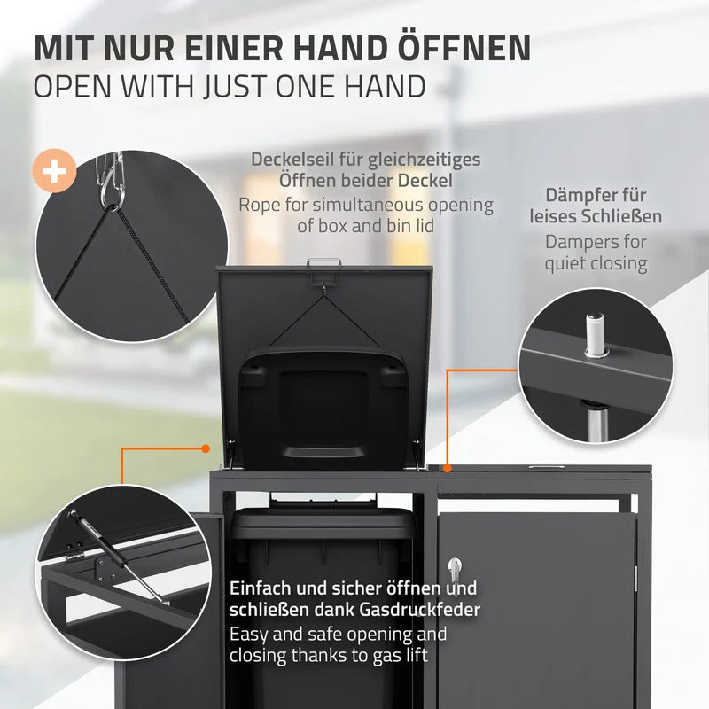 Mülltonnenbox 2er bis 240L 132x80x120 cm aus Stahl in Anthrazit ML-Design