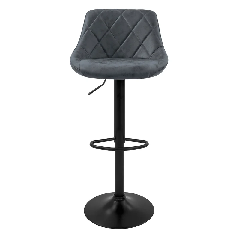 B-Ware Barhocker 2er Set Anthrazit Kunstlederbezug mit Rückenlehne und Fußstütze höhenverstellbar 62-82 cm ML-Design