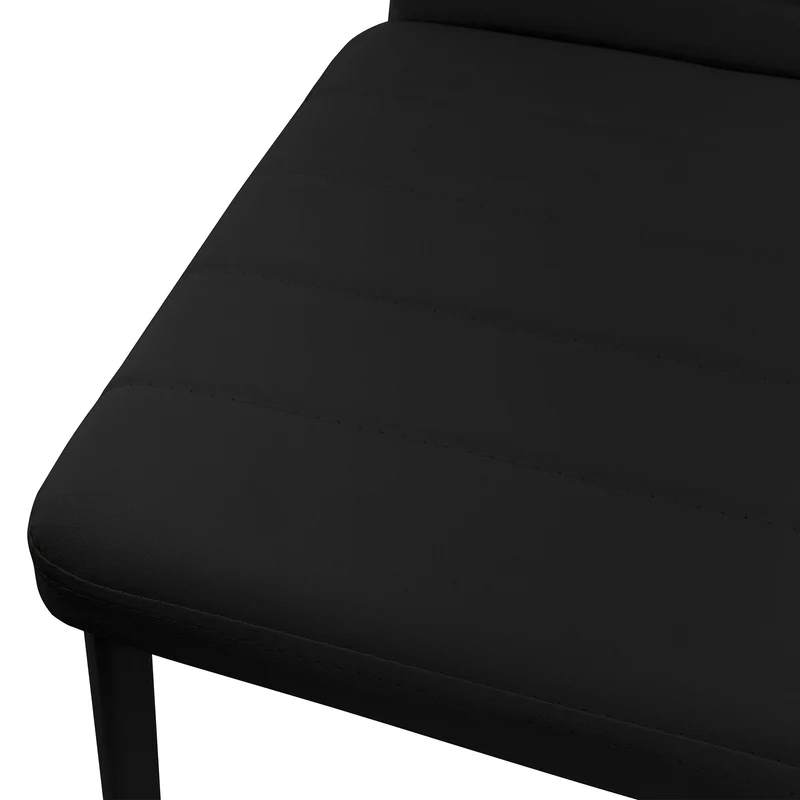 Esszimmerstühle 4er Set, Kunstleder-Bezug, Schwarz, Polsterstuhl mit Metallbeinen ML-Design