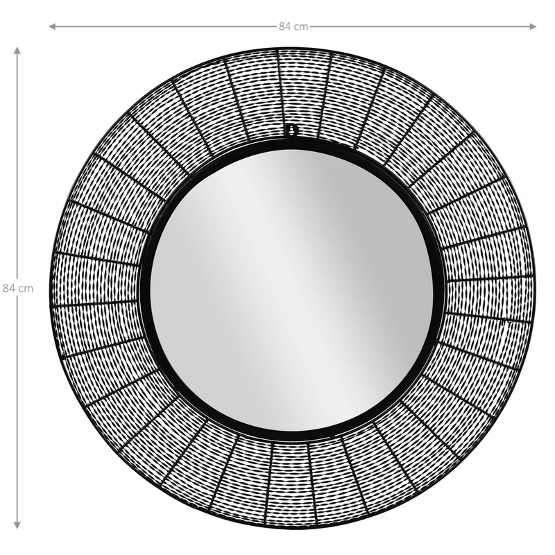 Wandspiegel Ø 84 cm Schwarz aus Glas und Metall WOMO-Design