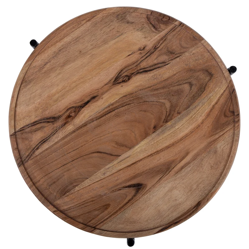 B-Ware Beistelltisch 2er Set Ø 40x55 / 35x50 cm Natur aus Mangoholz und Eisen WOMO-Design