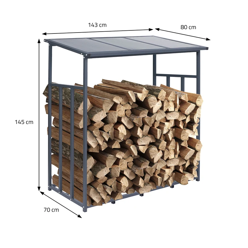 Metall Kaminholzregal 143x145x70 cm Anthrazit ML-Design