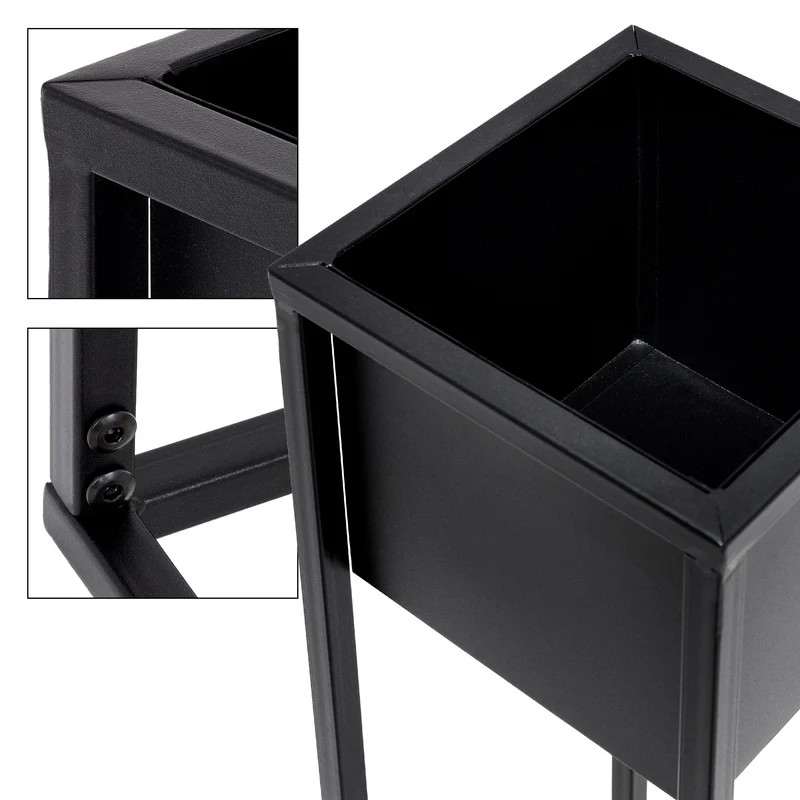 B-Ware Blumenständer 2er Set Schwarz aus Metall ML-Design