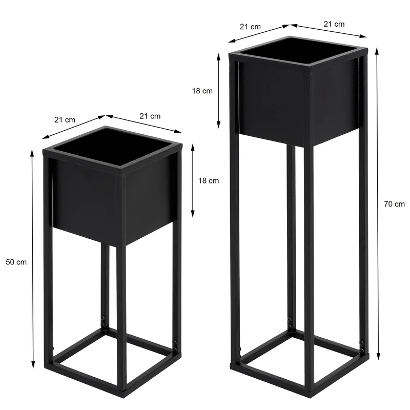 B-Ware Blumenständer 2er Set Schwarz aus Metall ML-Design