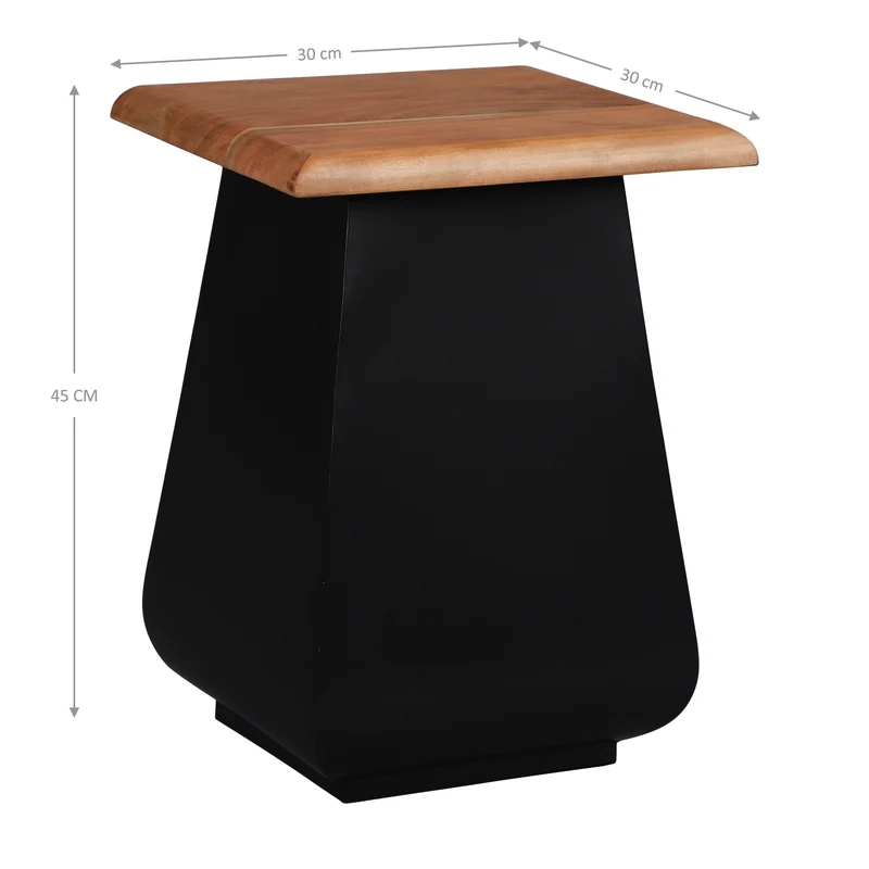 Beistelltisch 30x45x30 cm Natur/Schwarz aus Akazienholz und Metall WOMO-Design