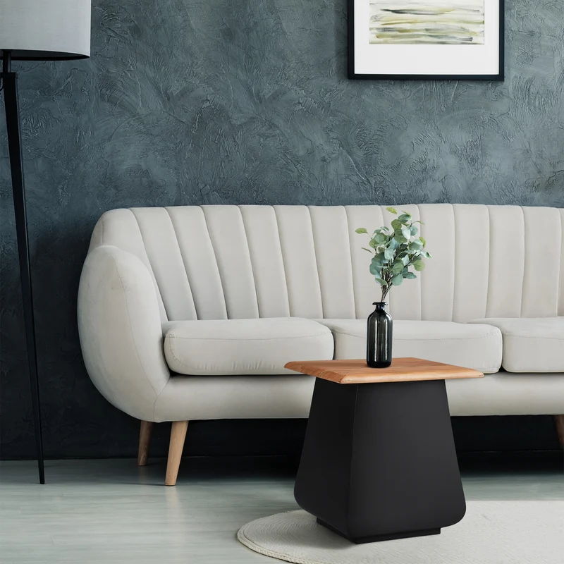 Beistelltisch 30x45x30 cm Natur/Schwarz aus Akazienholz und Metall WOMO-Design