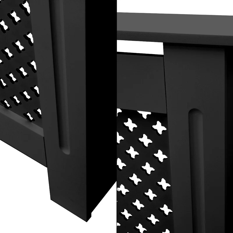 Heizkörperverkleidung 78x19x82 cm Raute Schwarz aus MDF