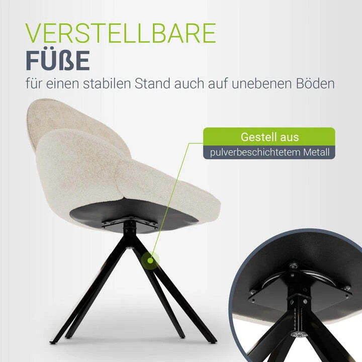 B-Ware Drehstuhl Albano Esszimmerstuhl Bouclé Stoff Creme Drehfunktion 90cm hoch 59cm