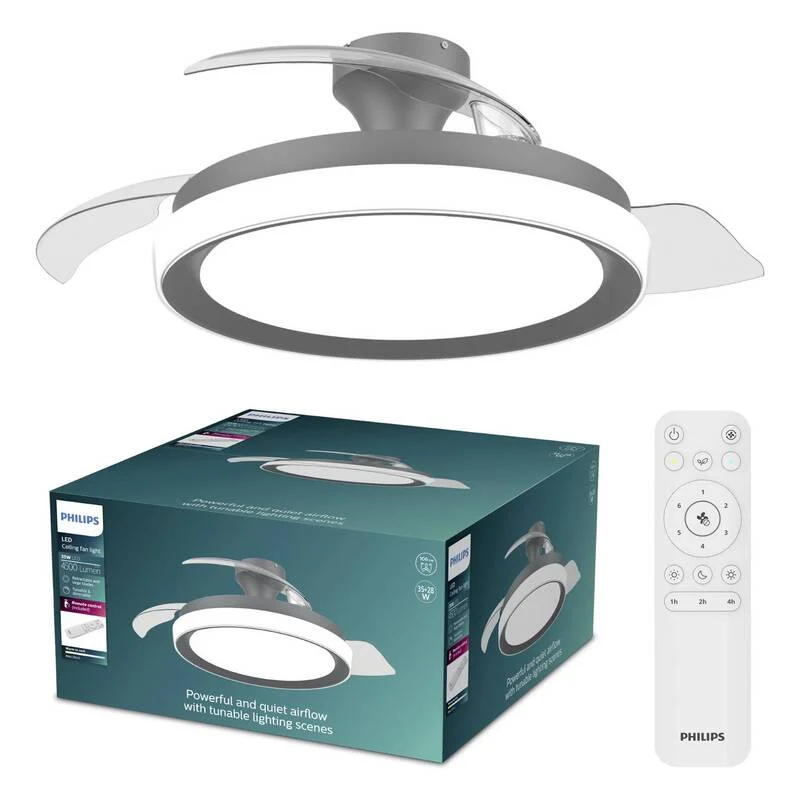 B-Ware Philips LED Deckenventilator 28W Fernbedienung Dimmbar schwarz 170m³/h 3 Flügel