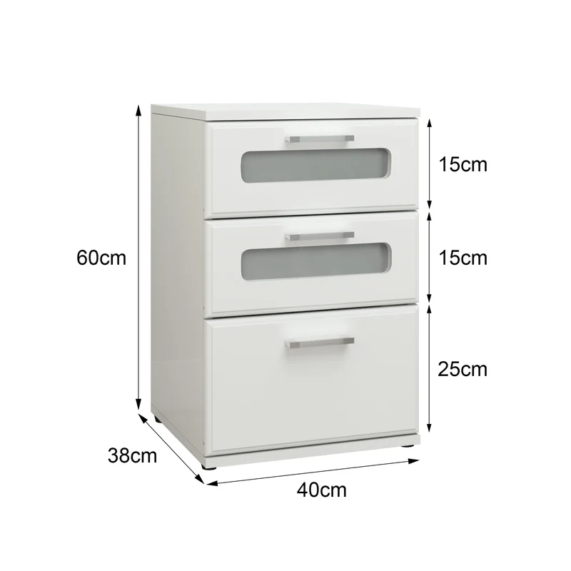 B-Ware Nachttisch mit drei Schubladen 40x60x38 cm Weiß aus Holz ML-Design