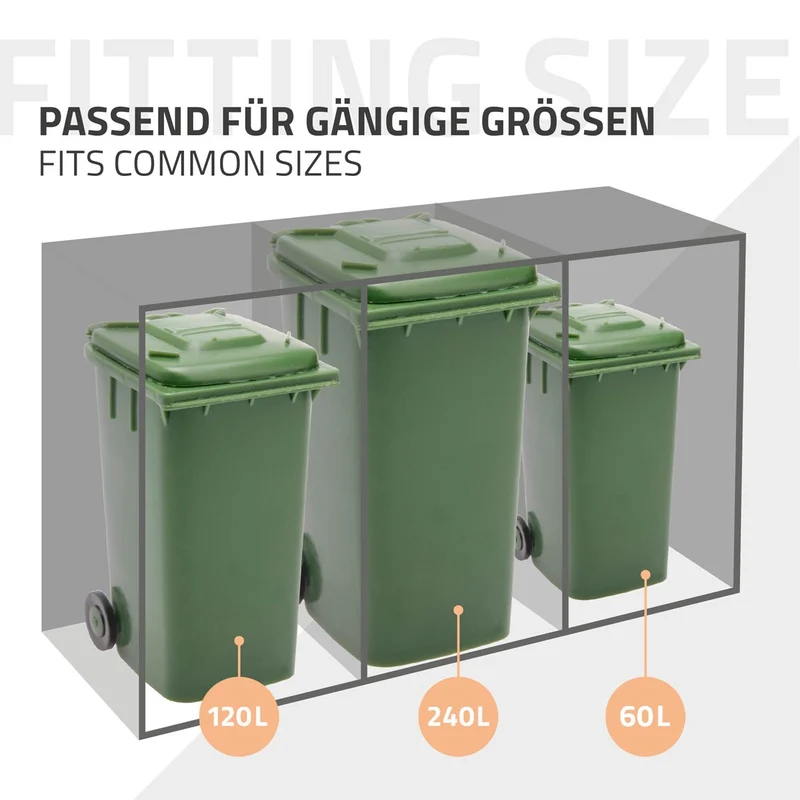 Mülltonnenbox 3er bis 240L 200x80x120 cm aus Stahl in Eichenoptik ML-Design