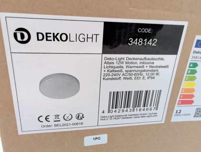 B-Ware Deko-Light Deckenleuchte Altais LED Lampe mit Bewegungsmelder warmweiß IP54