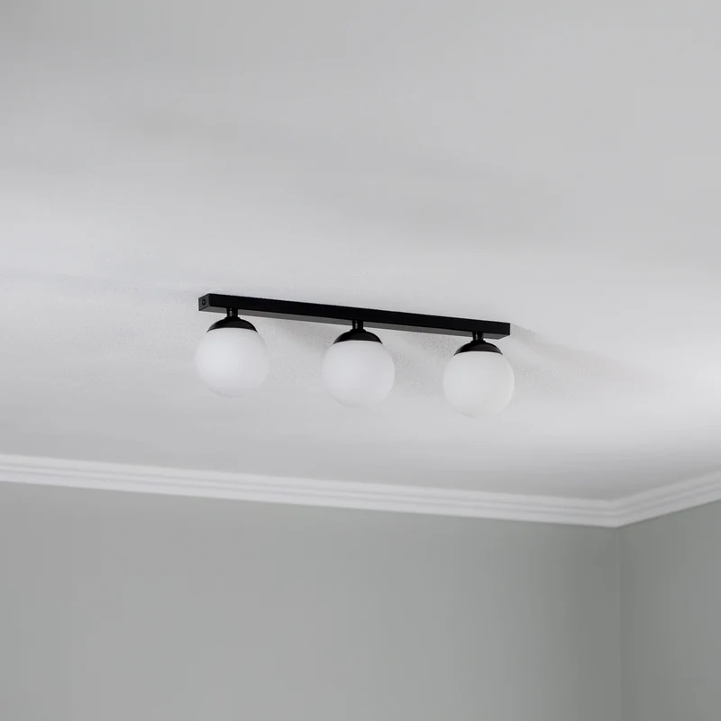 B-Ware Deckenlampe Fatis 3-flammig LED Hängelampe dimmbar schwarz opalglas 60x12cm