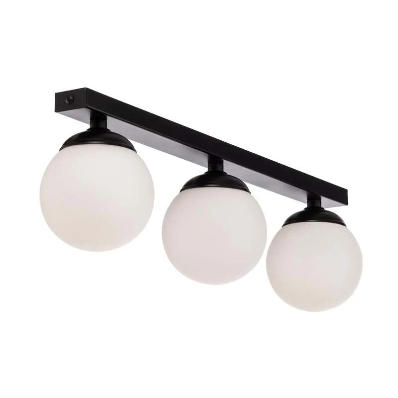 B-Ware Deckenlampe Fatis 3-flammig LED Hängelampe dimmbar schwarz opalglas 60x12cm