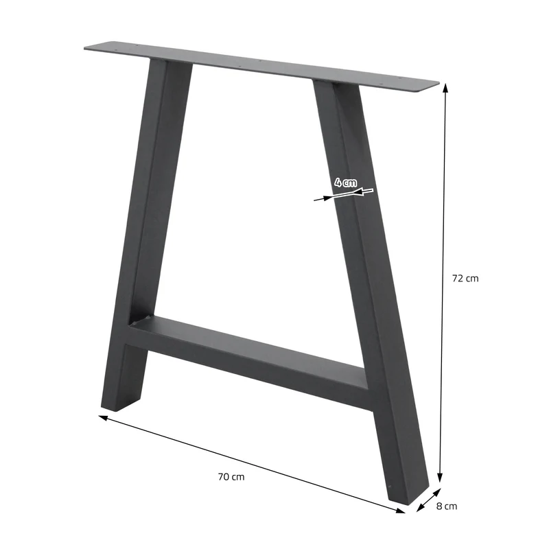 B-Ware Tischbeine Tischgestell 2er Set A-Form 70x72 cm Anthrazit aus Stahl