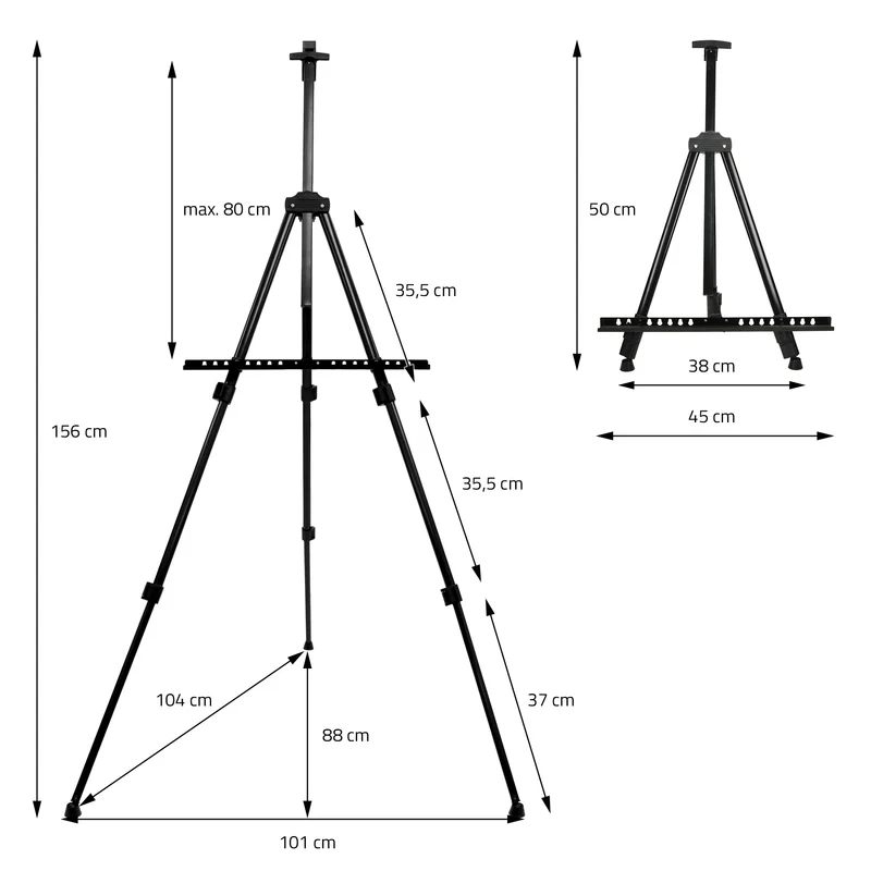 Premium Staffelei ausziehbar bis 156 cm mit Mal-Set 140 teilig