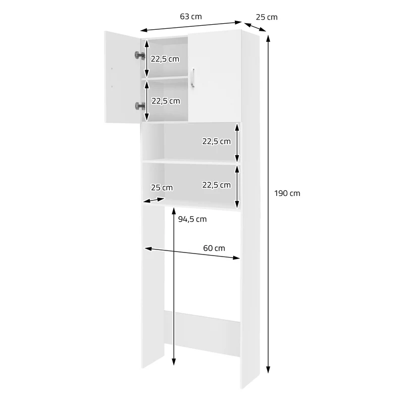 B-Ware Waschmaschinenschrank mit zwei Türen 190x63 cm Weiß