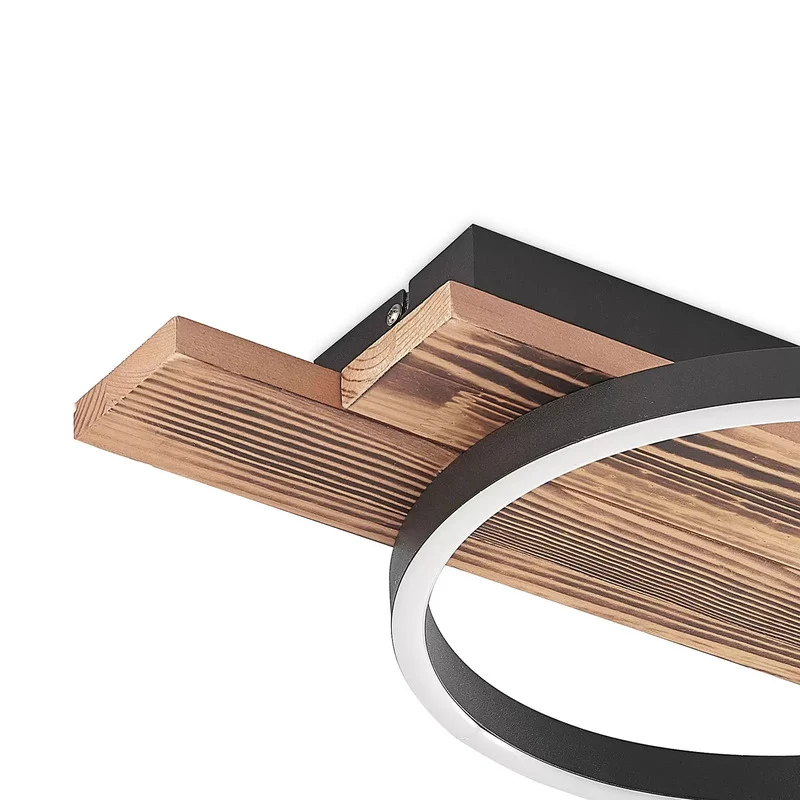 B-Ware Lindby Deckenleuchte Deckenlampe LED Sentoa Holz hell dimmbar warmweiß Wohnzimme