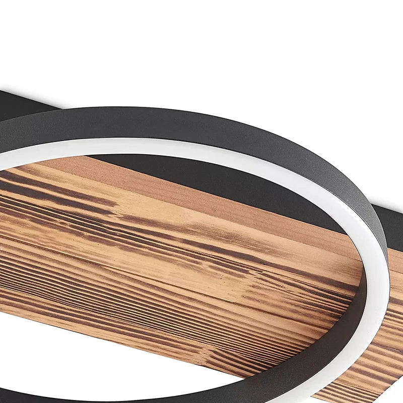 B-Ware Lindby Deckenleuchte Deckenlampe LED Sentoa Holz hell dimmbar warmweiß Wohnzimme