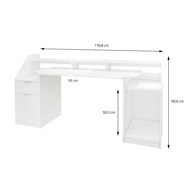 Schreibtisch mit Schublade 180x90 cm Weiß aus MDF ML-Design