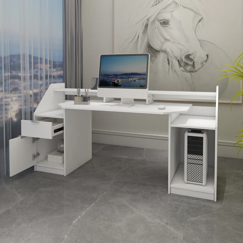 Schreibtisch mit Schublade 180x90 cm Weiß aus MDF ML-Design