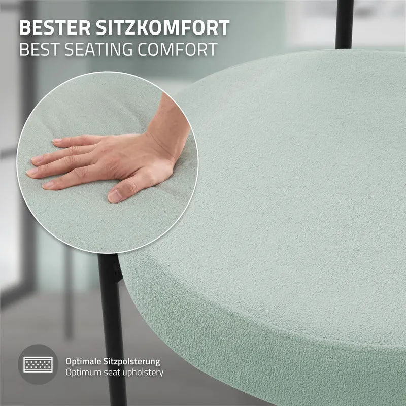 Esszimmerstuhl 2er Set mit Teddystoff mit Rückenlehne Grün Küchenstuhl ML-Design